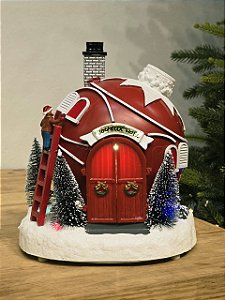 CENÁRIO VILA NATALINA BOLA CASA DO NOEL COM LUZ E MOVIMENTO 22CM