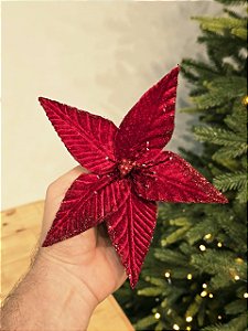 FLOR DECORATIVA VERMELHA 17CM