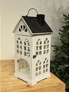 CASA BRANCA LUMINARIA EM MDF COM VIDRO 55,5CM