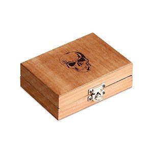 Caixa de Madeira Mini (Box Glass) Wood Burning - Caveira