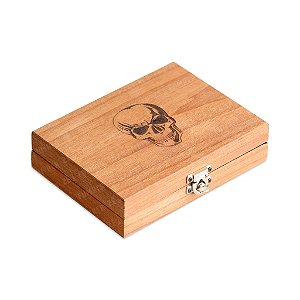 Caixa de Madeira Grande (Box Glass) Wood Burning - Caveira