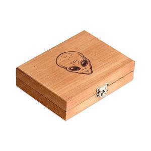 Caixa de Madeira Grande (Box Glass) Wood Burning - Alien