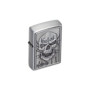 Isqueiro de Fluido Caveira III - Prata
