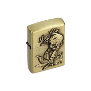 Isqueiro de Fluido Cannabis Leaves - Dourado Envelhecido