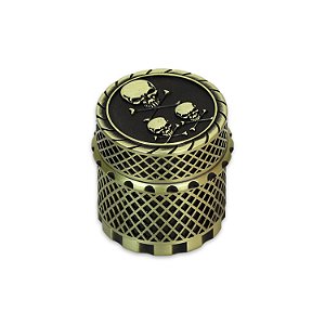 Dichavador de Metal Tambor Imã Caveira - Dourado