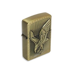 Isqueiro de Fluido Águia Eagle IV - Dourado Envelhecido