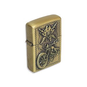 Isqueiro Motoqueiro Caveira I  - Dourado Envelhecido