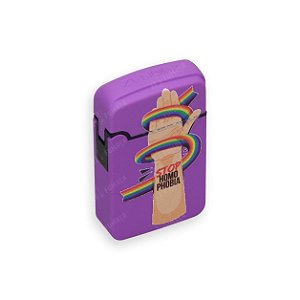 Isqueiro Maçarico Zengaz Stop Homophobia LGBTQIA+ - Roxo
