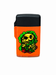 Isqueiro Maçarico Zengaz Caveira Sativa - Mix Laranja Preto
