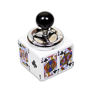 Cinzeiro de Cerâmica com Tampa - Cartas de Baralho (Paus)