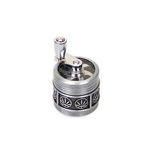 Dichavador de Metal Manivela Hemp Leaf - Prata