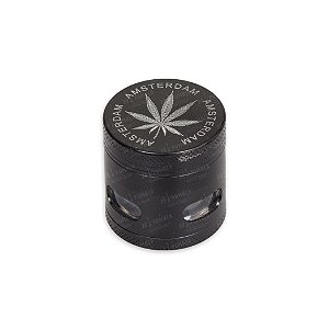 Dichavador de Metal com Visor D&K Amsterdam Hemp Leaf - Preto