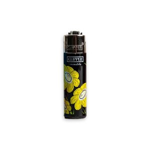 Isqueiro Micro Clipper Flowers - Mix Preto Amarelo