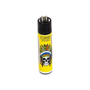 Isqueiro Grande Clipper Caveira - Amarelo
