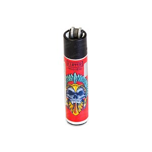 Isqueiro Grande Clipper Caveira - Vermelho