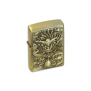 Isqueiro de Fluido Dragão VI - Dourado Envelhecido
