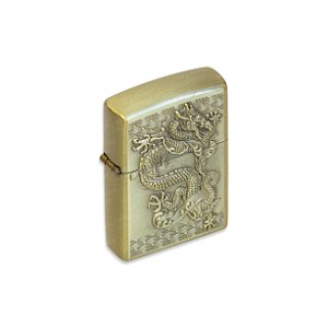Isqueiro de Fluido Dragão VII - Dourado Envelhecido