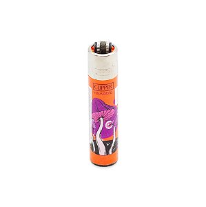 Isqueiro Clipper Grande Melting Psycho (Cogumelo) - Laranja