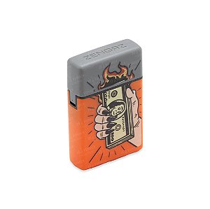 Isqueiro Maçarico Zengaz Burning Dollar - Mix Laranja Cinza