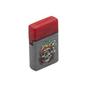 Isqueiro Maçarico Zengaz Smoking Dreadlocks Skull - Mix Cinza Vermelho