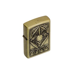 Isqueiro de Fluido Caveira Cannabis I - Dourado Envelhecido