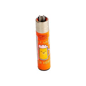 Isqueiro Clipper Grande Beer Quotes - Let It Beer (Laranja)