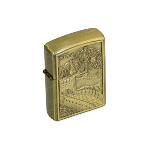 Isqueiro de Fluido Muralha da China - Dourado Envelhecido