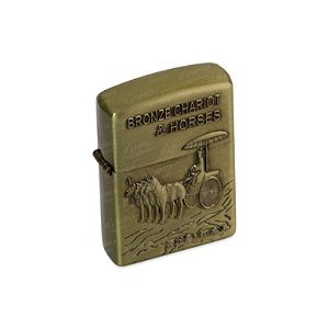 Isqueiro de Fluido Bronze Chariot & Horses - Dourado Envelhecido