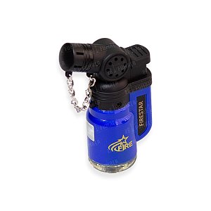 Isqueiro Maçarico Firestar Curvado (1 Chama)  - Azul Sólido
