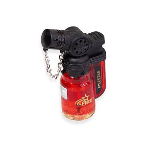 Isqueiro Maçarico Firestar Curvado (1 Chama) - Vermelho