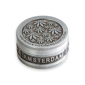 Dichavador de Metal Amsterdam Hemp Leaves - Prata