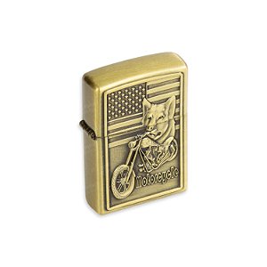 Isqueiro de Fluido Motorcycle I - Dourado Envelhecido