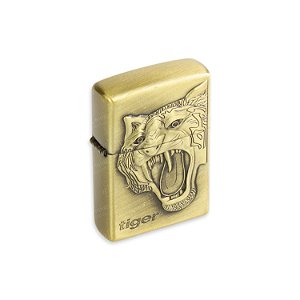 Isqueiro de Fluido Tigre II - Dourado Envelhecido