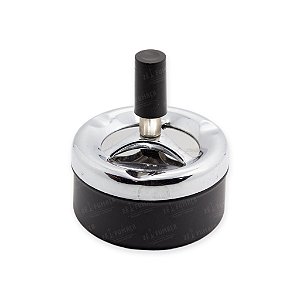 Cinzeiro de Metal Pequeno com Tampa - Preto