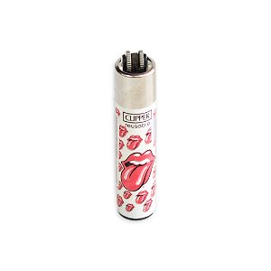 Isqueiro Clipper Grande Lion Rolling Stones - Branco