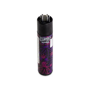 Isqueiro Clipper Grande Fluo Leaves 3 - Rosa