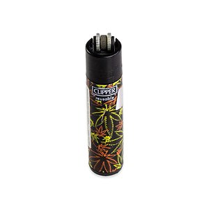 Isqueiro Clipper Grande Fluo Leaves 3 - Amarelo