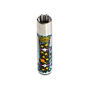 Isqueiro Clipper Grande Weed Boarding - Mix Preto Azul Amarelo