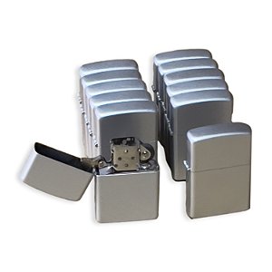 Caixa Isqueiro de Fluido (Tipo Zippo) Prata Fosco com 12 Unidades