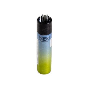 Isqueiro Clipper Grande Blue Crystal Gradient – Amarelo Azul