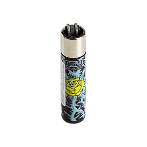 Isqueiro Clipper Grande Thorns & Roses – Preto