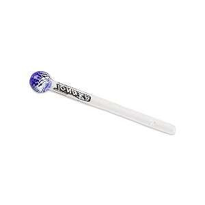 Piteira de Vidro Longa 5mm Bocal Bolinha To Na Bê -Mix Branco e Azul