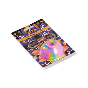 Kit Tesoura + Cuia Sadhu - Rosa, Amarelo e Azul