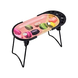 Bandeja De Metal Pequena Oval Com Suporte Estampada - Donuts