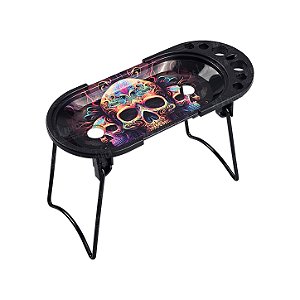 Bandeja De Metal Pequena Oval Com Suporte Estampada - Caveiras