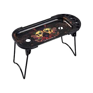 Bandeja De Metal Pequena Com Suporte Estampada - Skull