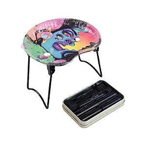 Bandeja De Metal Redonda Com Suporte Estampada - Girl