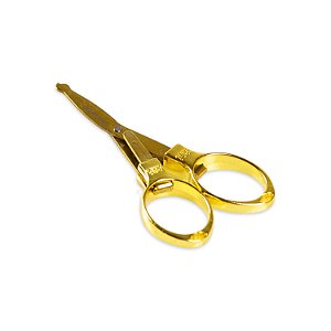 Tesoura Abduzido Dobrável Round Metal - Dourado e Dourado