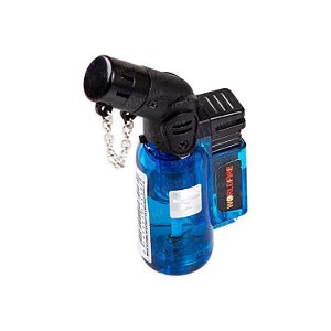 Isqueiro Maçarico Curvado WF Translúcido (1 Chama) - Azul