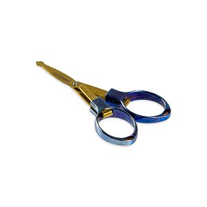 Tesoura Abduzido Dobravel Round Metal - Dourado e Azul